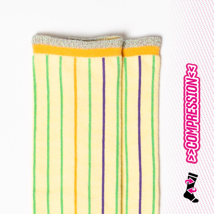 Lime Pinstripe Compression Socks