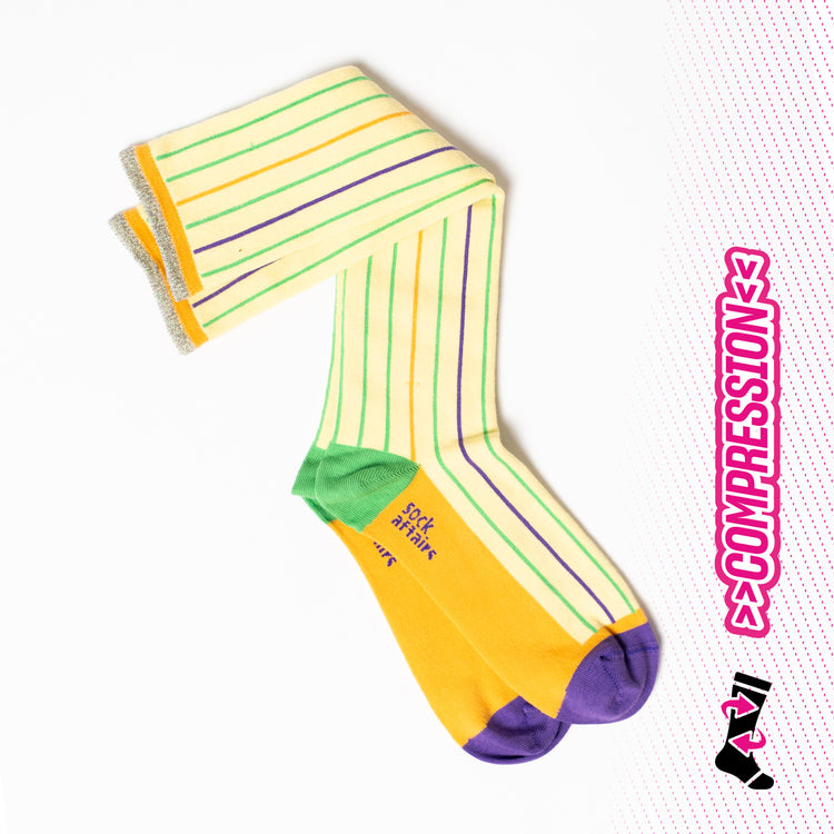 Lime Pinstripe Compression Socks