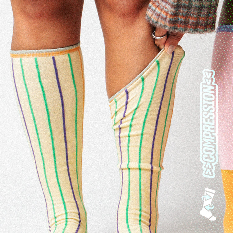 Lime Pinstripe Compression Socks