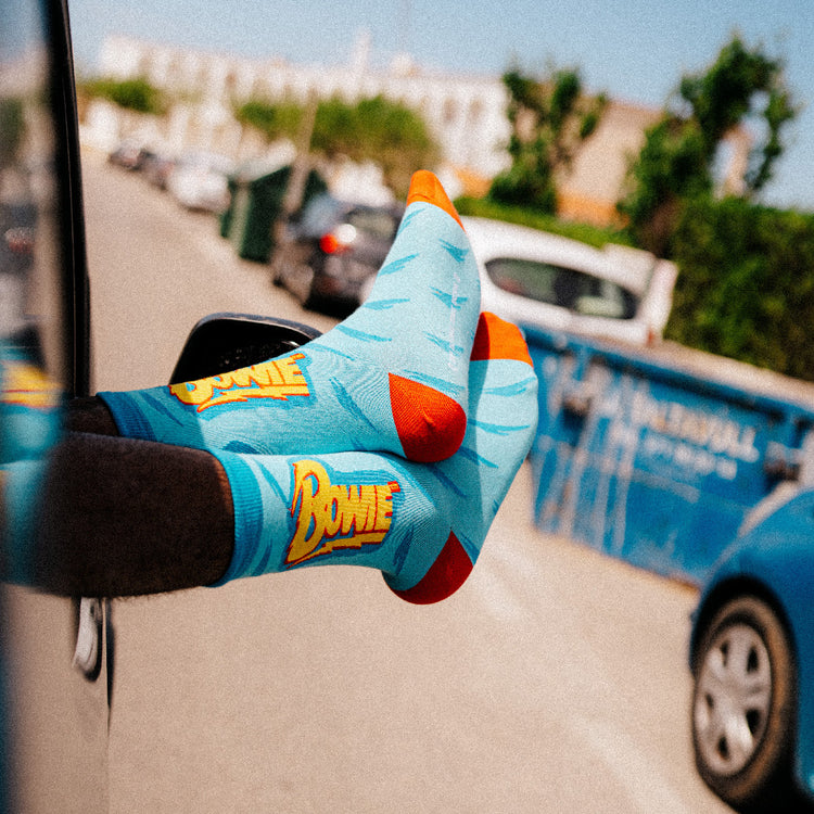 David Bowie Lightning Blue Socks